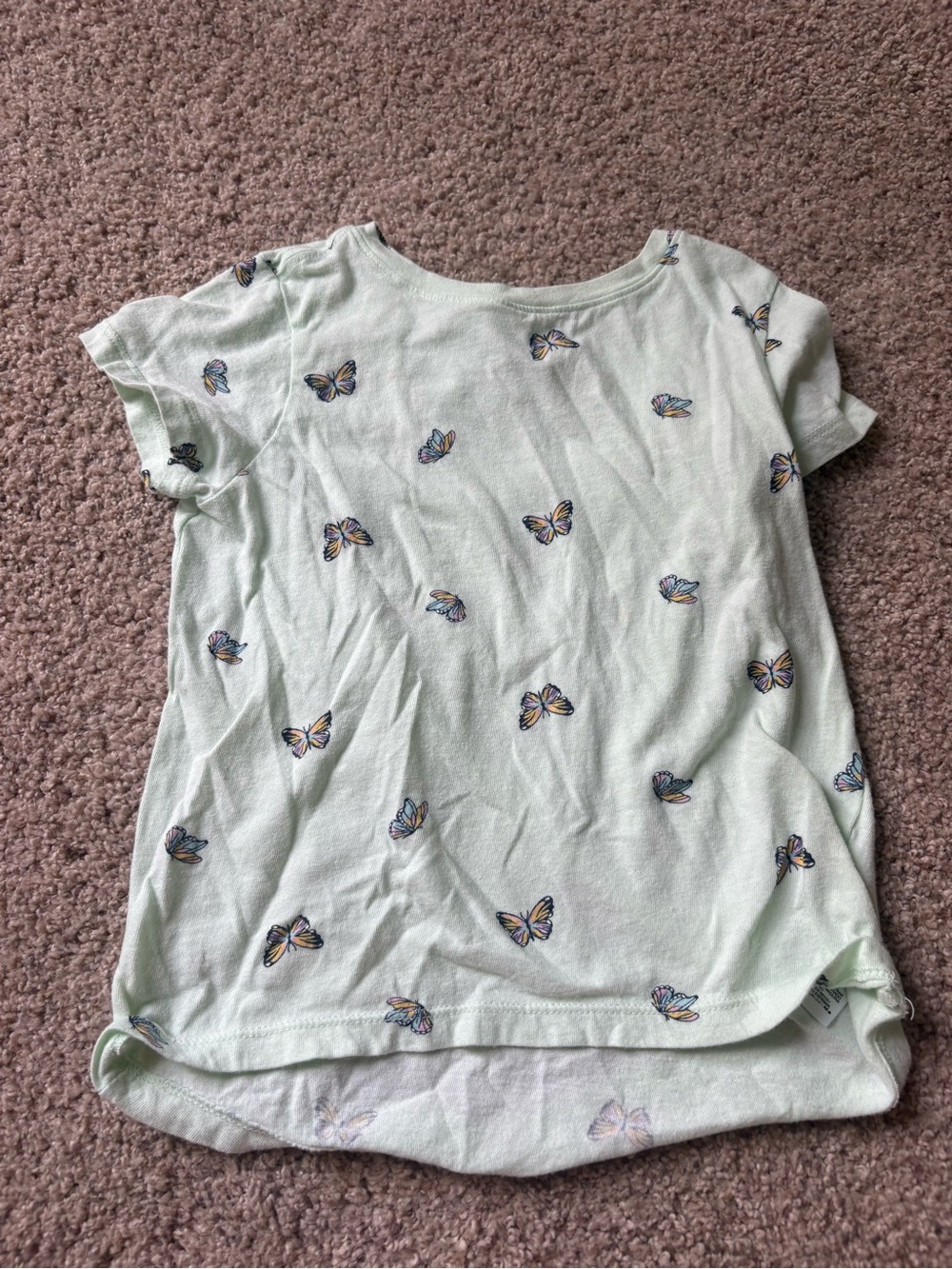 Old Navy Girls Mint Green Butterfly Print Short Sleeve Crew Neck Cotton Tee XS